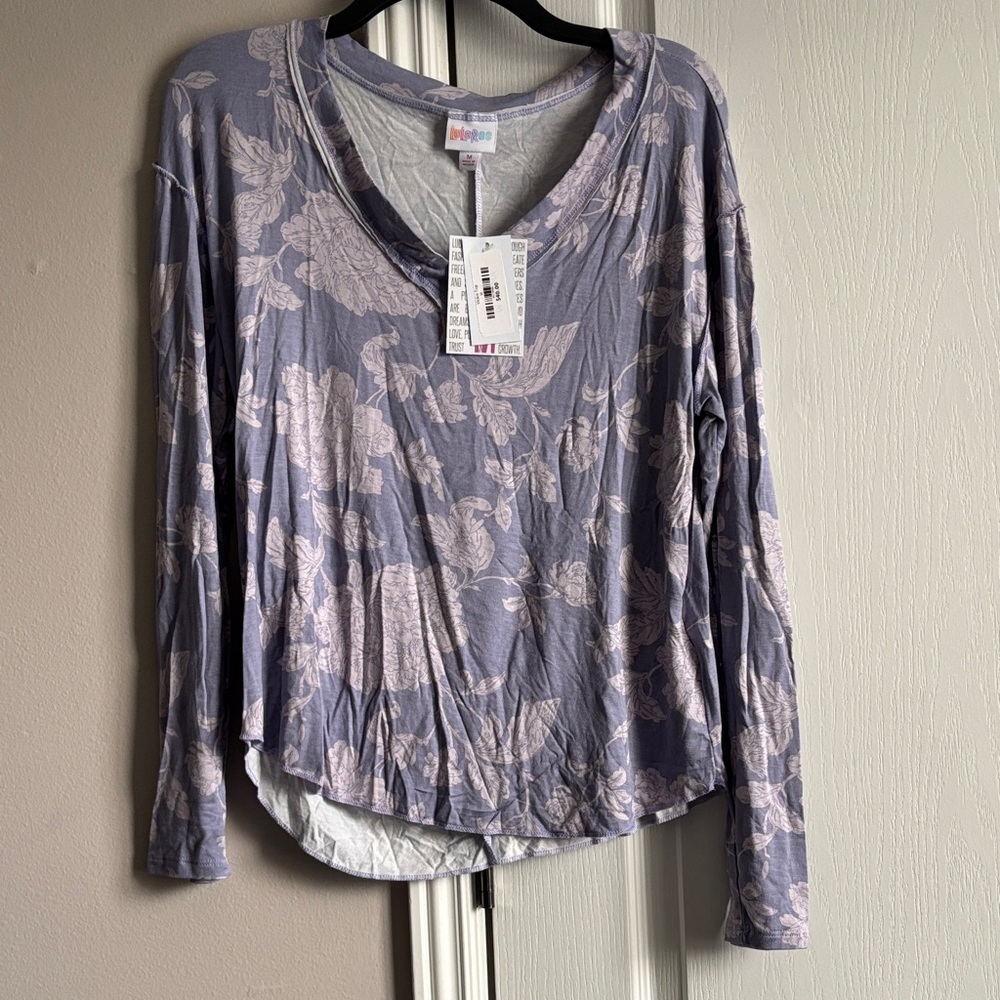LuLaRoe Purple Floral Long Sleeve Top